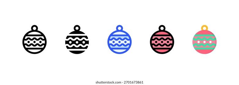 Bauble icon set multiple style collection. Vector illustration.