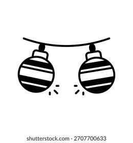 Icono de luces de chuchería con fondo blanco Vector Ilustración de stock