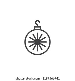 Bauble outline icon. linear style sign for mobile concept and web design. Ornate Christmas ball simple line vector icon. Symbol, logo illustration. Pixel perfect vector graphics