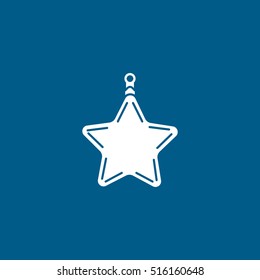 Bauble Star Christmas New Year Flat Icon On Blue Background