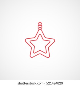 Bauble Star Christmas New Year Red Line Icon On White Background