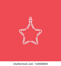 Bauble Star Line Icon On Red Background