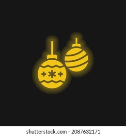 Bauble yellow glowing neon icon