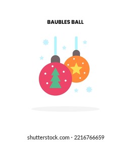 Icono plano de Ball Baubles. Ilustración vectorial sobre fondo blanco. Se puede usar para productos digitales, presentación, interfaz de usuario y muchos más.