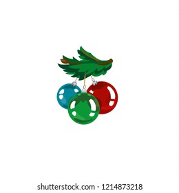 Baubles / christmas tree balls, vector illustration. Three colors, editable. Non-transparent.