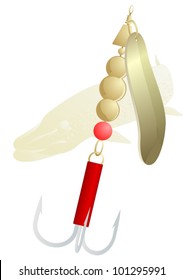 Baubles - fishing device for catching fish on the background of the pike.