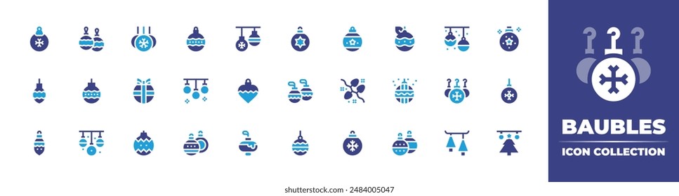 Baubles icon collection. Duotone color. Vector illustration. Containing baubles, bauble, christmasball, christmasballs, christmasdecoration, ornament, decoration.