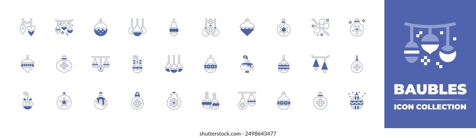 Baubles icon collection. Duotone style line stroke and bold. Vector illustration. Containing baubles, bauble, christmasball, christmasballs, christmasdecoration, ornament, ball, christmas.