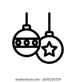 Baubles outline vector icon on Whiteborad