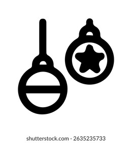 Baubles outline vector icon on whiteborad