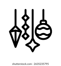 Baubles outline vector icon on Whiteborad