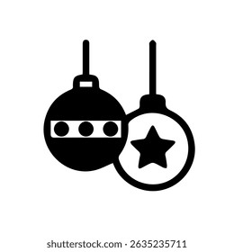 Baubles Silhouette vector icon on Whiteborad