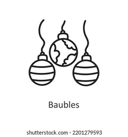 Baubles vector outline Icon Design illustration. Holiday Symbol on White background EPS 10 File