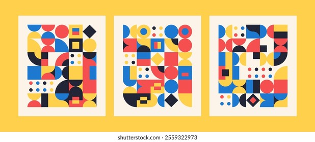 Bauhaus Abstract Design Vector Art with Bold Geometry, Lines, and Colorful Composition