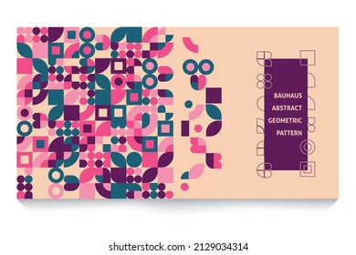 Bauhaus abstract geometric pattern set, geometric background, vector circle, square, triangle and circle shape design. Colored Bauhaus pattern, background, poster set.