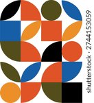 Bauhaus Abstract Geometric Poster, Mid Century Modern Wall Art Print