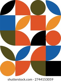 Bauhaus Abstract Geometric Poster, Mid Century Modern Wall Art Print