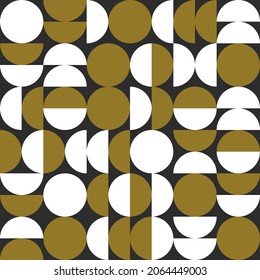 Patrón abstracto de Bauhaus al estilo suizo. Fondo geométrico retro con círculos. Patrón transparente con formas geométricas