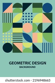 Bauhaus abstract retro style, vector template with geometric pattern posters, brochures, covers, flyers. Simple minimalist shapes, ecology concept, plants, nature. Circle, semicircle, square triangle.