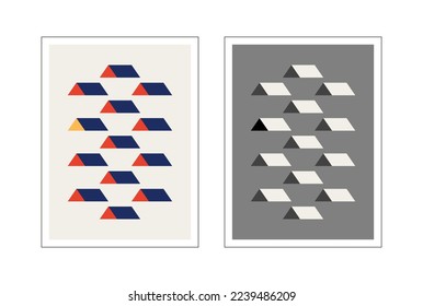 Afiches verticales abstractos de Bauhaus con formas. 