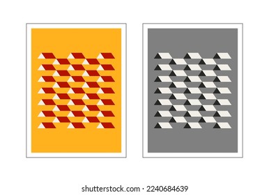 Bauhaus abstract vertical posters with shapes. 