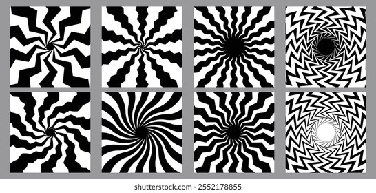 Fondos ondulados Abstractas de la Bauhaus. Diseños de tarjeta geométrica de escudero de arte óptico. Texturas de arte pop.