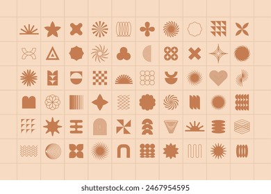  Bauhaus-ästhetische Formen für trendige geometrische moderne Plakate. Brutalistisches abstraktes Formen-Set für Schweizer schlichtes Design