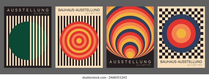 Bauhaus Aesthetics Posters Collection. Vector Design. Mimimal Geometric Placards. Colorful Brochure, Flayer and Banner.