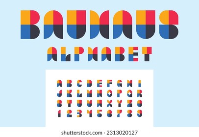 Alfabeto bauhaus estilizado vector, diseño plano de tipo geométrico