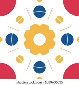 Bauhaus art composition, decorative modular vector wallpaper with circles and grid. Retro style pattern, graphic backdrop for use as booklet cover template