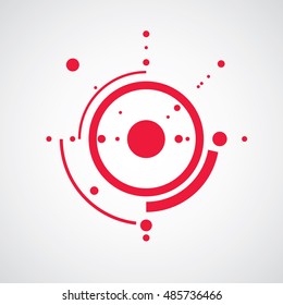 Bauhaus art composition, decorative modular red vector wallpaper with circles and grid. Retro style pattern, graphic backdrop for use as booklet cover template.