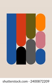 Bauhaus Background Illustration. Abstract Bauhaus Poster. Flat Coloful Geometric Bauhaus Art Poster