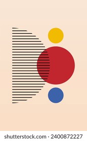 Bauhaus Background Illustration. Abstract Bauhaus Poster. Flat Coloful Geometric Bauhaus Art Poster