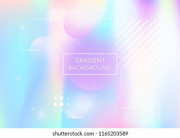 Bauhaus background with liquid shapes. Dynamic holographic fluid with gradient memphis elements. Graphic template for book, annual, mobile interface, web app. Spectrum bauhaus background.