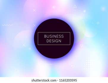 Bauhaus background with liquid shapes. Dynamic holographic fluid with gradient memphis elements. Graphic template for book, annual, mobile interface, web app. Trendy bauhaus background.