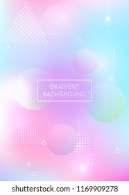 Bauhaus background with liquid shapes. Dynamic holographic fluid with gradient memphis elements. Graphic template for brochure, banner, wallpaper, mobile screen. Plastic bauhaus background.