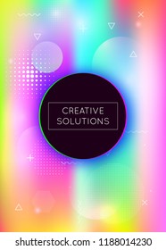Bauhaus background with liquid shapes. Dynamic holographic fluid with gradient memphis elements. Graphic template for book, annual, mobile interface, web app. Vibrant bauhaus background.
