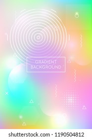 Bauhaus background with liquid shapes. Dynamic holographic fluid with gradient memphis elements. Graphic template for book, annual, mobile interface, web app. Vibrant bauhaus background.
