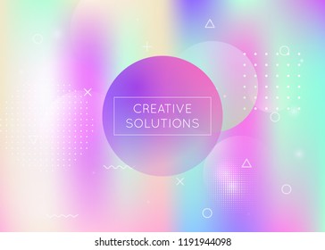Bauhaus background with liquid shapes. Dynamic holographic fluid with gradient memphis elements. Graphic template for placard, presentation, banner, brochure. Colorful bauhaus background.