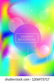 Bauhaus background with liquid shapes. Dynamic holographic fluid with gradient memphis elements. Graphic template for brochure, banner, wallpaper, mobile screen. Colorful bauhaus background.