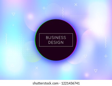 Bauhaus background with liquid shapes. Dynamic holographic fluid with gradient memphis elements. Graphic template for placard, presentation, banner, brochure. Bright bauhaus background.