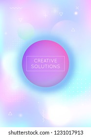 Bauhaus background with liquid shapes. Dynamic holographic fluid with gradient memphis elements. Graphic template for brochure, banner, wallpaper, mobile screen. Rainbow bauhaus background.