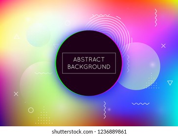 Bauhaus background with liquid shapes. Dynamic holographic fluid with gradient memphis elements. Graphic template for brochure, banner, wallpaper, mobile screen. Vibrant bauhaus background.