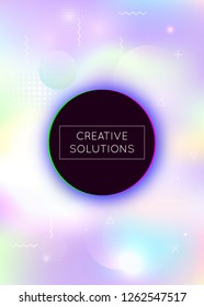 Bauhaus background with liquid shapes. Dynamic holographic fluid with gradient memphis elements. Graphic template for placard, presentation, banner, brochure. Trendy bauhaus background.