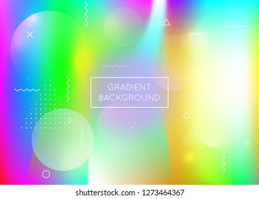 Bauhaus background with liquid shapes. Dynamic holographic fluid with gradient memphis elements. Graphic template for placard, presentation, banner, brochure. Trendy bauhaus background.
