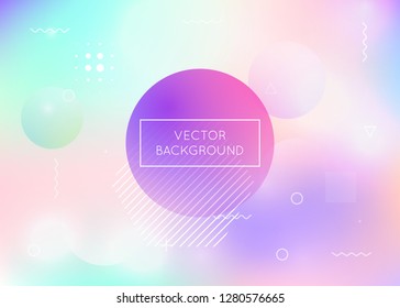 Bauhaus background with liquid shapes. Dynamic holographic fluid with gradient memphis elements. Graphic template for brochure, banner, wallpaper, mobile screen. Spectrum bauhaus background.