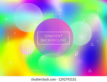 Bauhaus background with liquid shapes. Dynamic holographic fluid with gradient memphis elements. Graphic template for flyer, ui, magazine, poster, banner and app. Neon bauhaus background.