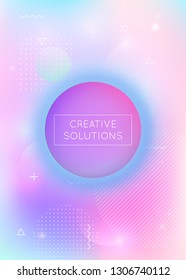 Bauhaus background with liquid shapes. Dynamic holographic fluid with gradient memphis elements. Graphic template for book, annual, mobile interface, web app. Hipster bauhaus background.