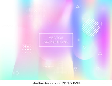 Bauhaus background with liquid shapes. Dynamic holographic fluid with gradient memphis elements. Graphic template for placard, presentation, banner, brochure. Fluorescent bauhaus background.