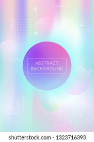 Bauhaus background with liquid shapes. Dynamic holographic fluid with gradient memphis elements. Graphic template for book, annual, mobile interface, web app. Multicolor bauhaus background.